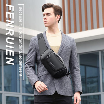 Sling Bag Crossbody Bag For Men Watertproof Male Shoulder Bag USB Charging Messenger Chest Bags Fit for 9.7 Inch iPad